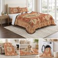thumbnail image 6 of Twin XL Quilt Set 68''x98'', Orange Boho Lightweight Summer Bedspread Coverlet Set with 2 Pillow Shams, Geometric Antique Tribal Retro Ethnic Breathable All Season Quilt Bedding for Dorm/Guest Room, 6 of 9
