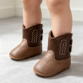 thumbnail image 5 of Baby Boys Girls Western Cowboy Ankle Boots, Soft Sole Side Hook Loop First Walker Boots for Infant Toddler Dress Shoes, 5 of 6