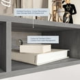 thumbnail image 3 of BELLEZE Modern Floating Wall Mounted Corner Shelf, 47" TV Console With Three Shelves And A Cable Cutout, Space Saving Decorative Media Corner Storage - Russel (Gray Wash), 3 of 7
