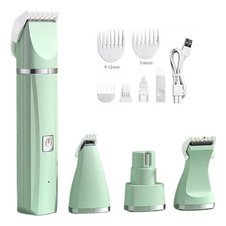 4-In-1 Multifunctional Pet Grooming Kit with Ceramic Blade Low Noise Design and Wireless Charging for Home Use