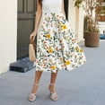 thumbnail image 7 of Midi Skirts For Women High Waist Flowy A-Line Midi Long Skirt Casual Floral Print Tiered Skirt Loose Elastic Drawstring Fashion Skirt With Side Pockets Yellow L, 7 of 7