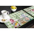 thumbnail image 5 of SPXUBZ Easter Placemats, Green Buffalo Plaid Easter Gnome Egg Flower Basket Carrot 18x12 Inch Placemats for Family Table Holiday Decoration Placemat Set of 6, 5 of 5