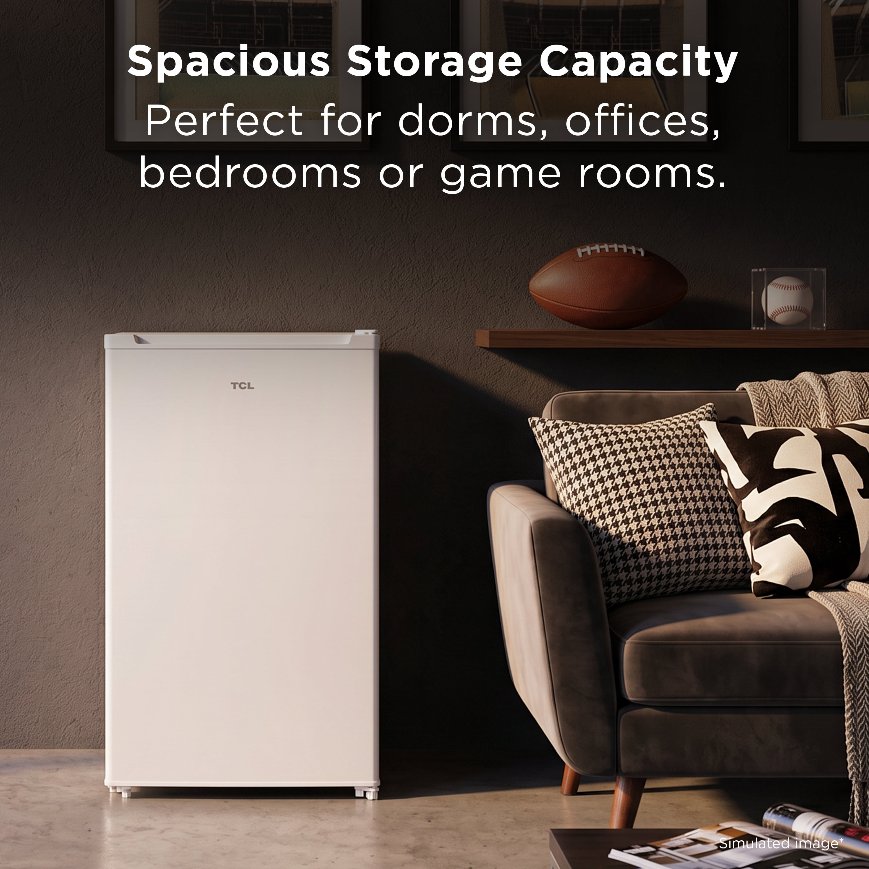 TCL 3.2 Cu ft Compact Refrigerator with Chiller (White) - Single Door Mini Fridge with Adjustable Thermostat, Reversible Door, Interior Light, Energy Star - TRM032S4AW