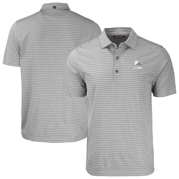 Men's Cutter & Buck  Heather Gray Cleveland Browns Forge Eco Heather Stripe Stretch Recycled Polo
