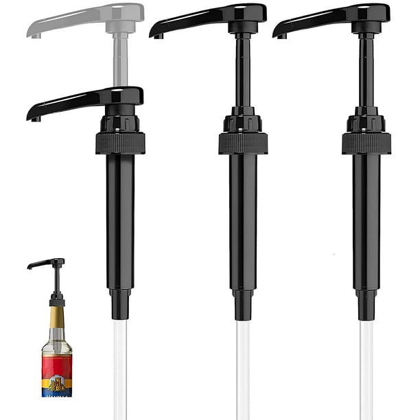 3Pack Black Little Squirt Syrup Pumps for Coffee Syrup Bottles, Fits