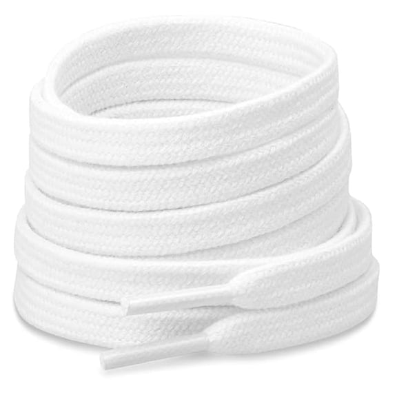 WHITE Flat Athletic Shoelaces 5/16" in 47"/120CM Wide Sneaker Replacement Shoe Laces