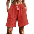 thumbnail image 2 of Yievot Women's Casual Shorts 7 Inch Inseam Drawstring Elastic Waist Relaxed Fit Summer Beach Vacation Shorts, 2 of 7