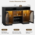 thumbnail image 2 of Sideboard Buffet Cabinet, 54" Kitchen Cabinet with LED Lights & Arched Glass Doors, Tall Bar Cabinets with 2 Adjustable Shelves, Wine Rack & Storage Table for Dining Room, Black, 2 of 7
