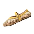 thumbnail image 3 of HTHLVMD Mesh Mary Jane Flats, Breathable Ballet Shoes, Women's Mesh Mary Jane Flats Breathable Woven Ballet Shoes Casual Buckle Strap Pointed Toe Dress Shoes Lightweight Loafers, Yellow 7, 3 of 5
