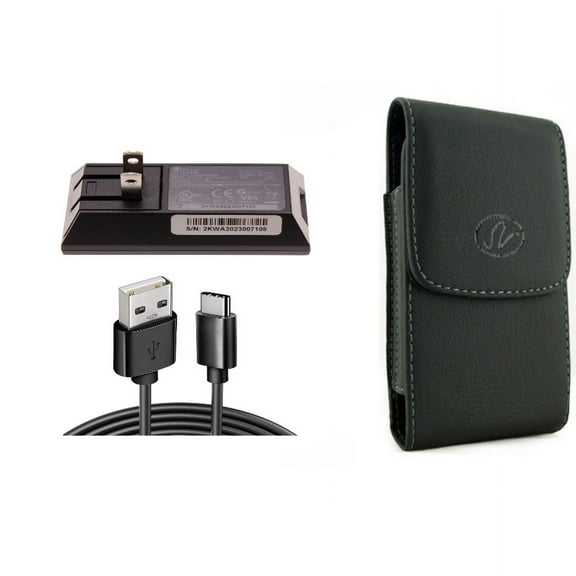 Case Belt Clip & Home Charger for iPhone 15 Pro Max - Leather Holster Cover Pouch and 6ft Long USB-C Cable Wall Power Adapter Type-C Charging Cord D3G for iPhone 15 Pro Max (6.7")