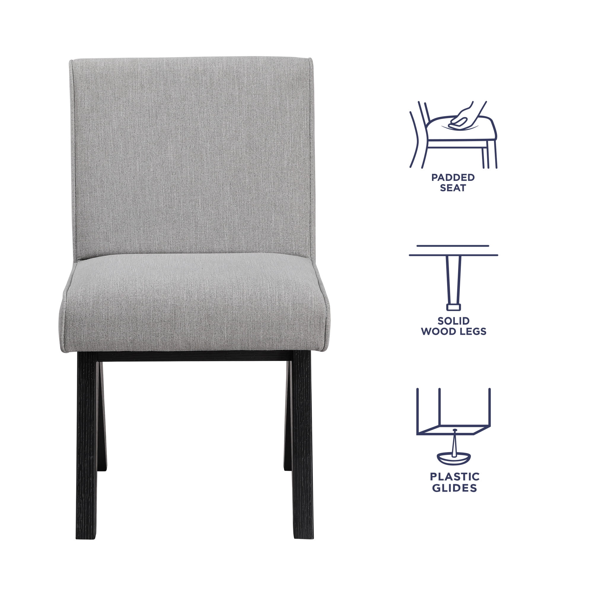 Steve Silver Magnolia Modern Upholstered Dining Chair, Set of 2, Gray