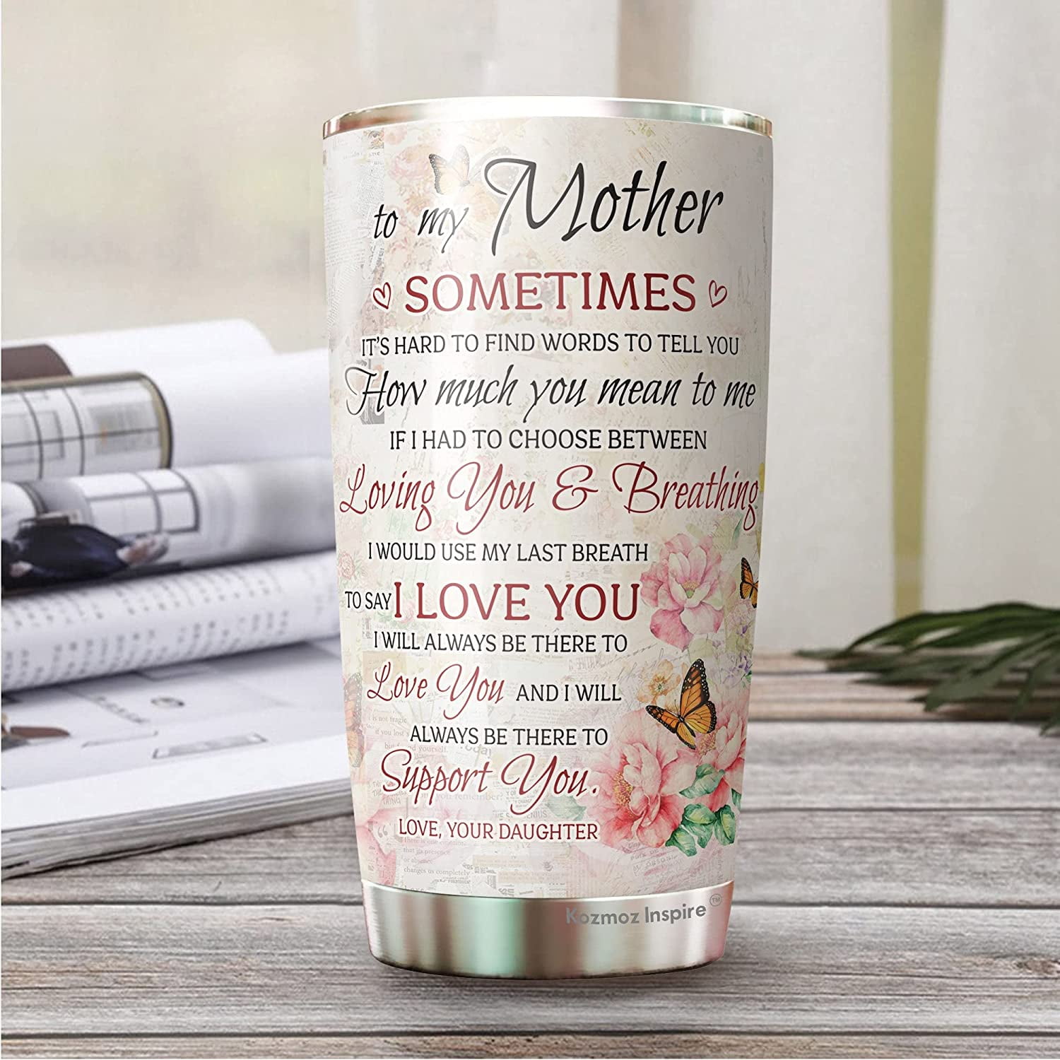 Mom And Daughter Tumbler,Mom Gift From Daughter,Personalized Tumbler 40oz  Gift For Mom,Mom Tumbler Handle, Custom Photo Tumbler For Mom-RL33
