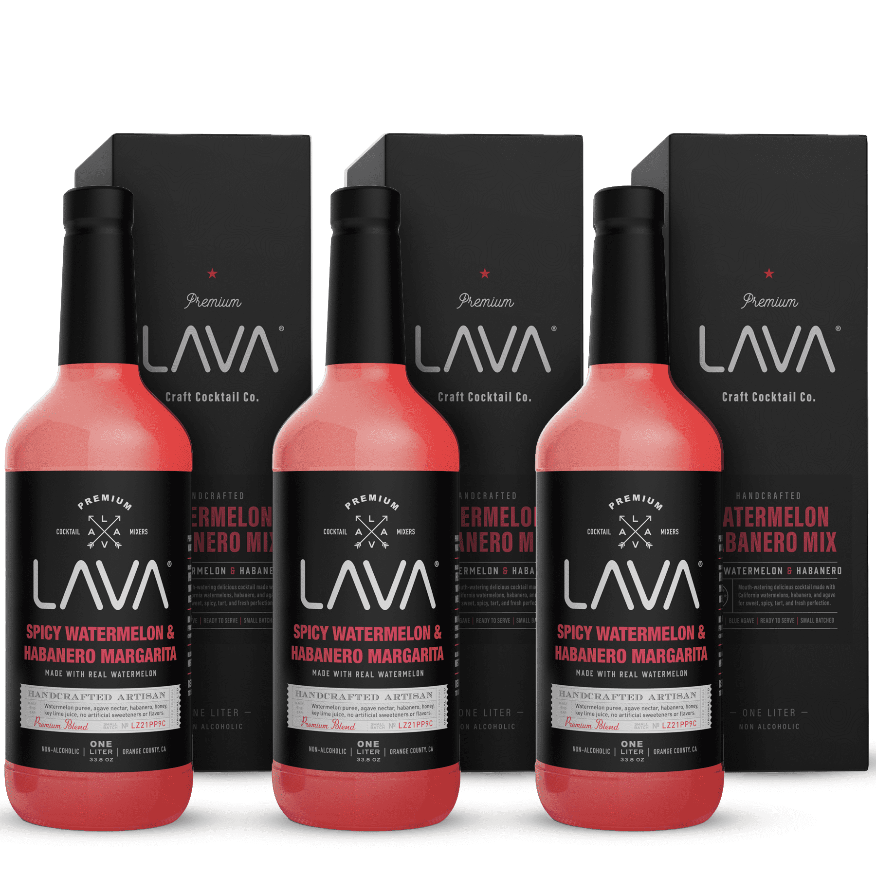 (3Pack) LAVA Premium Spicy Watermelon Habanero Margarita Mix, Cold