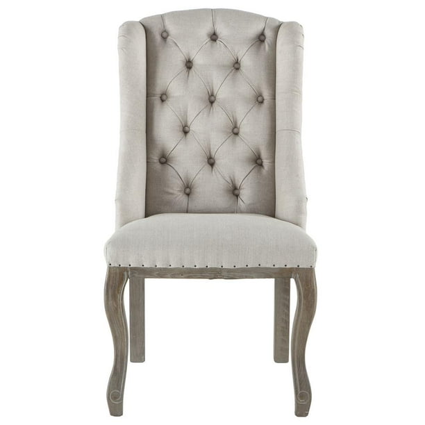 Portia Off White Tufted Linen Dining Chair Com White Tufted Linen Dining Chair, White Tufted Chair For Dining Room