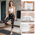 thumbnail image 7 of SCRAWLGOD Paw Spots Black High Waisted Yoga Pants with Pockets for Women Tummy Control Athletic Workout Cropped Tights Lightweight Yoga Capris for Running Cycling, S, 7 of 7