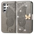 thumbnail image 3 of Samsung Galaxy S22 Plus Wallet Case, Mantto Bling Butterfly Flower PU Leather Flip Phone Cover Credit Cards Slot Shockproof Protective Kickstand Case for Samsung Galaxy S22 Plus, Gray, 3 of 13