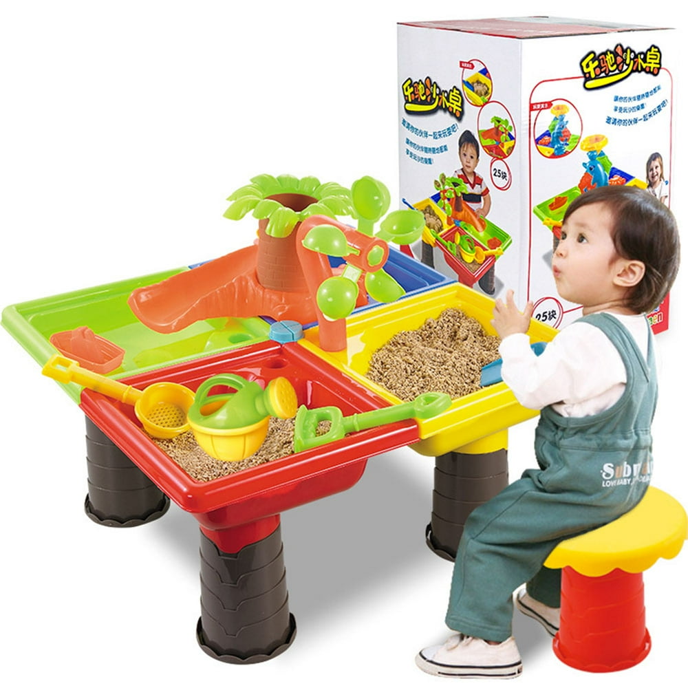 Kids Sand Pit Set Beach Sandpit Table Water Outdoor Garden Play Spade