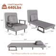 thumbnail image 6 of Chicdaze Modern Gray 3-in-1 Convertible Sleeper Chair Bed with 5-Position Adjustable Backrest, Folding Chair Couch & Accent Chair with Pillow, Chair Bed Sleeper for Adults, Home Office, 6 of 13