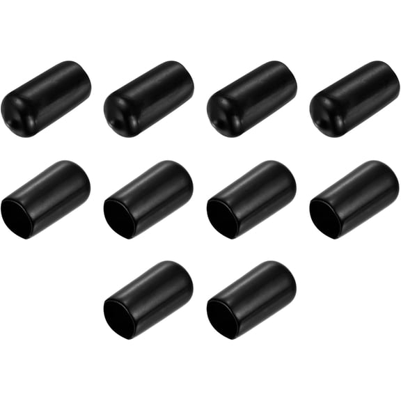 10pcs （10.5mm）Rubber End Caps Vinyl Round End Cap Cover Screw Thread Protectors Black