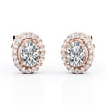 thumbnail image 1 of Pendientes de Botón con Halo de Moissanita de Corte Ovalado de 1,1 Quilates JeenMata Chapado En Oro Rosa de 18 K sobre Plata, 1 of 5