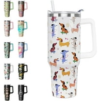 40oz Dachshund Tumbler - Cute Wiener Dog Insulated Travel Mug with Handle, Leak Proof Coffee Cup, Gift for Dog Lovers & Wiener Owners