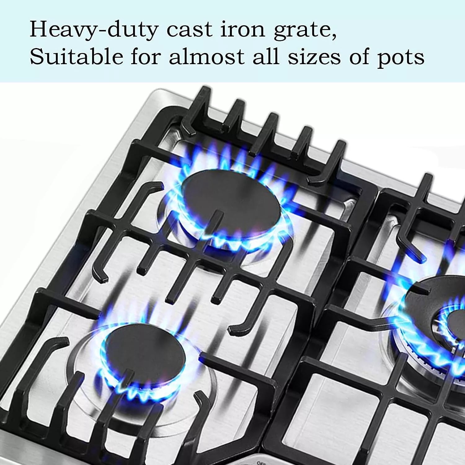 AMZGACHFKTCH 5 Burners Gas Cooktop Stainless Steel Reversible Grill