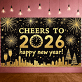 thumbnail image 6 of Night Cityscape Happy New Year Banner Glittering Fireworks Celebration Banner Festive Design for Party Decoration Holiday Event Celebration, 6 of 9