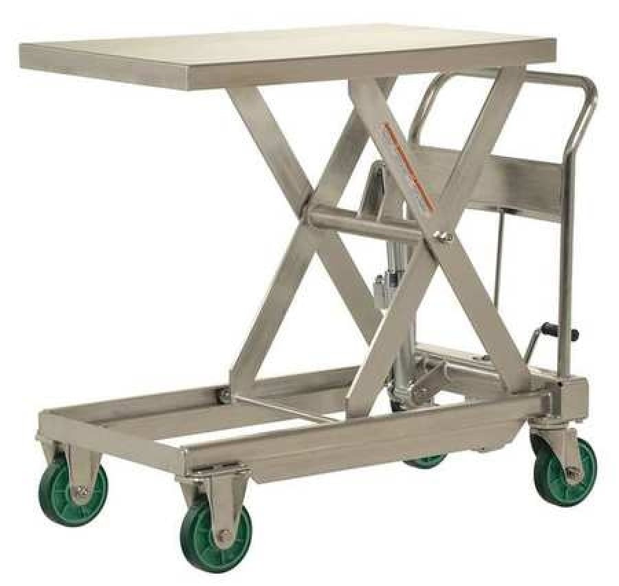 VESTIL CART1000PSS Scissor Lift Cart, SS, 1000 lb. Cap, 193/4"W, 32