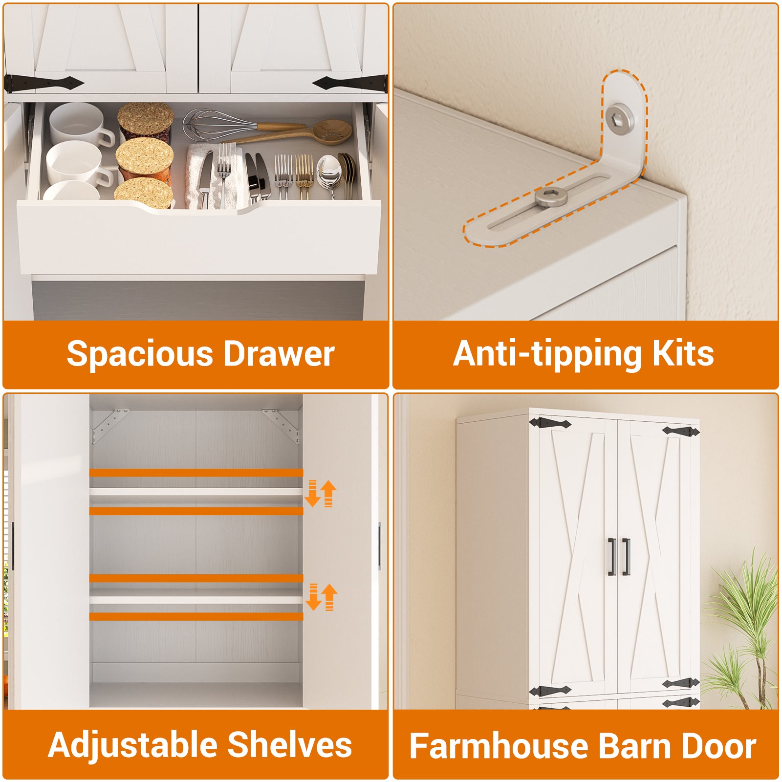 Homieasy 71'' Tall Farmhouse Bathroom Storage Cabinet, 7-Tier Linen Cabinet with Drawer & Adjustable Shelves, White