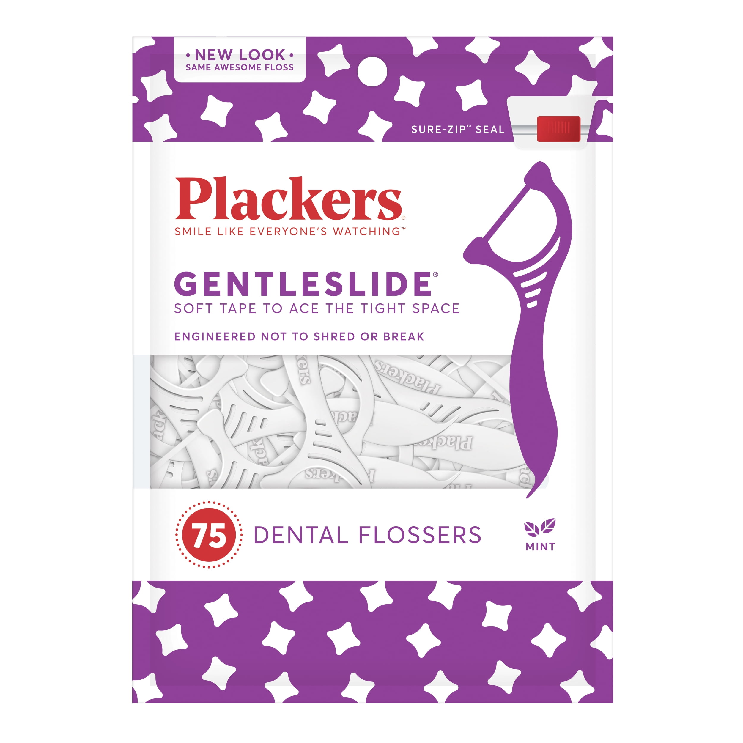 Plackers Gentleslide Dental Floss Picks, 75 Count
