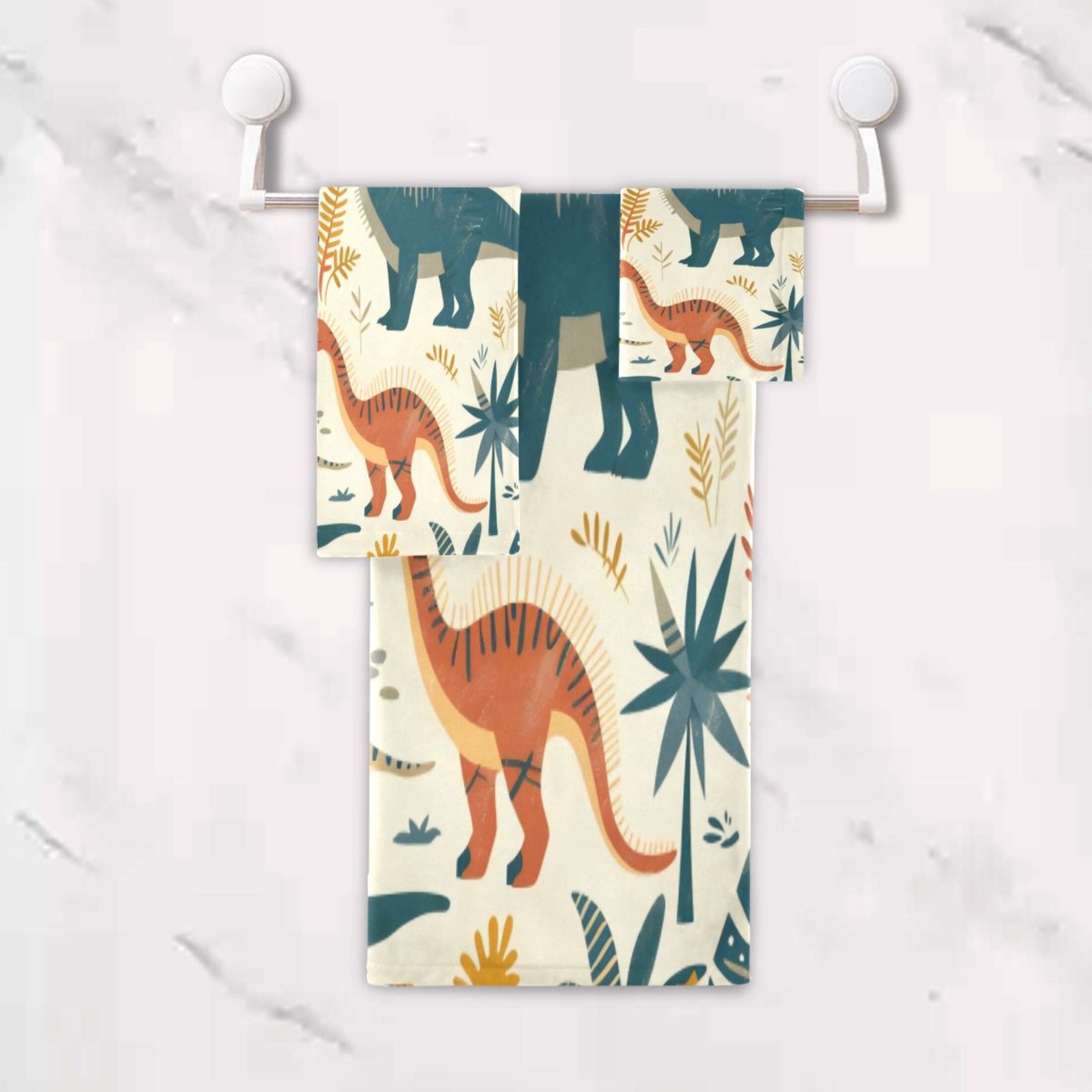 Three-Piece Towel Set Face Towel Towel Set Hand Towel Bath Towel Cotton Bath Towels Bath Towel Sets Hand Bath Towels Green Dinosaur