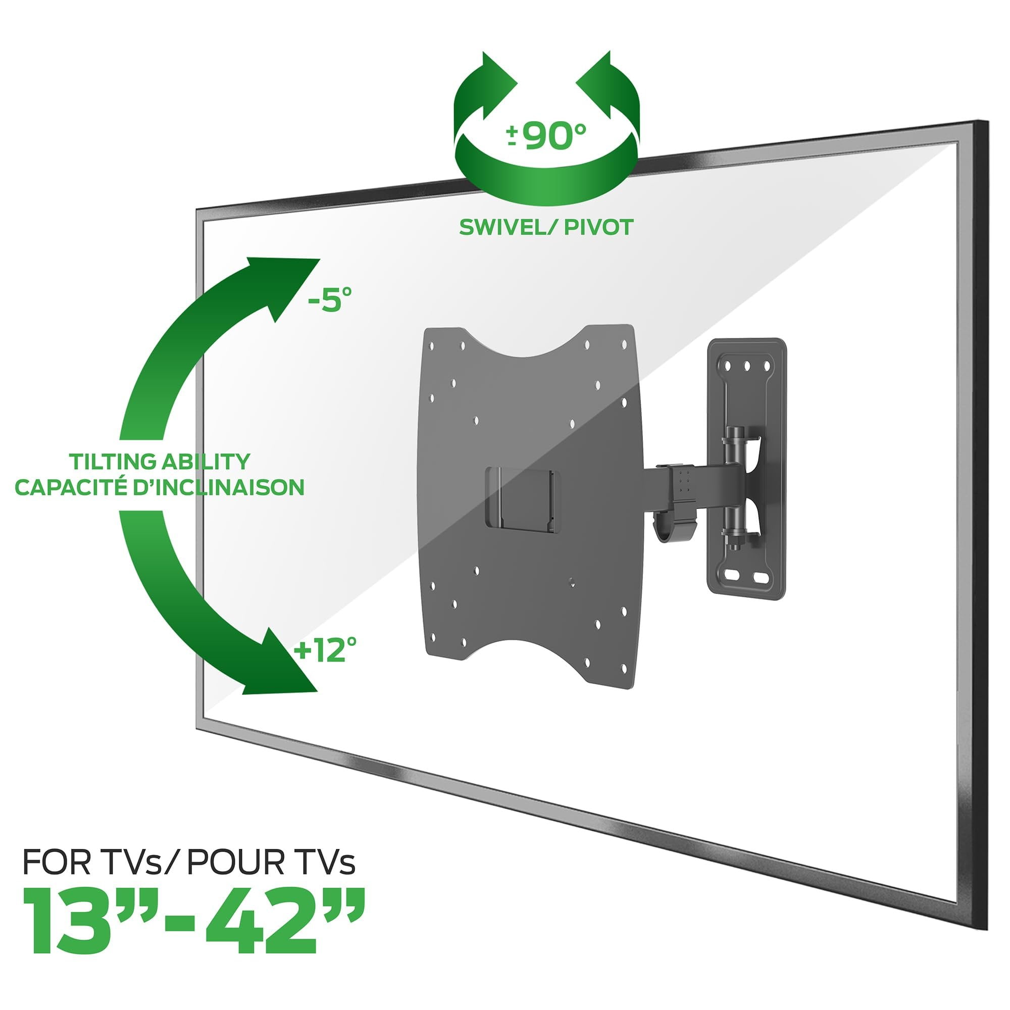 Xtreme Full Motion Wall Mount For 13-42 Inch Flat-Panel TVs, Swivels/Tilts, Holds 55 lbs