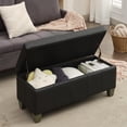 thumbnail image 6 of Foredo Rectangle Ottoman with Storage, Modern Faux Leather Bench with Solid Wood Legs, Ottoman for Living Room, Bedroom and Entryway, Black, 6 of 7
