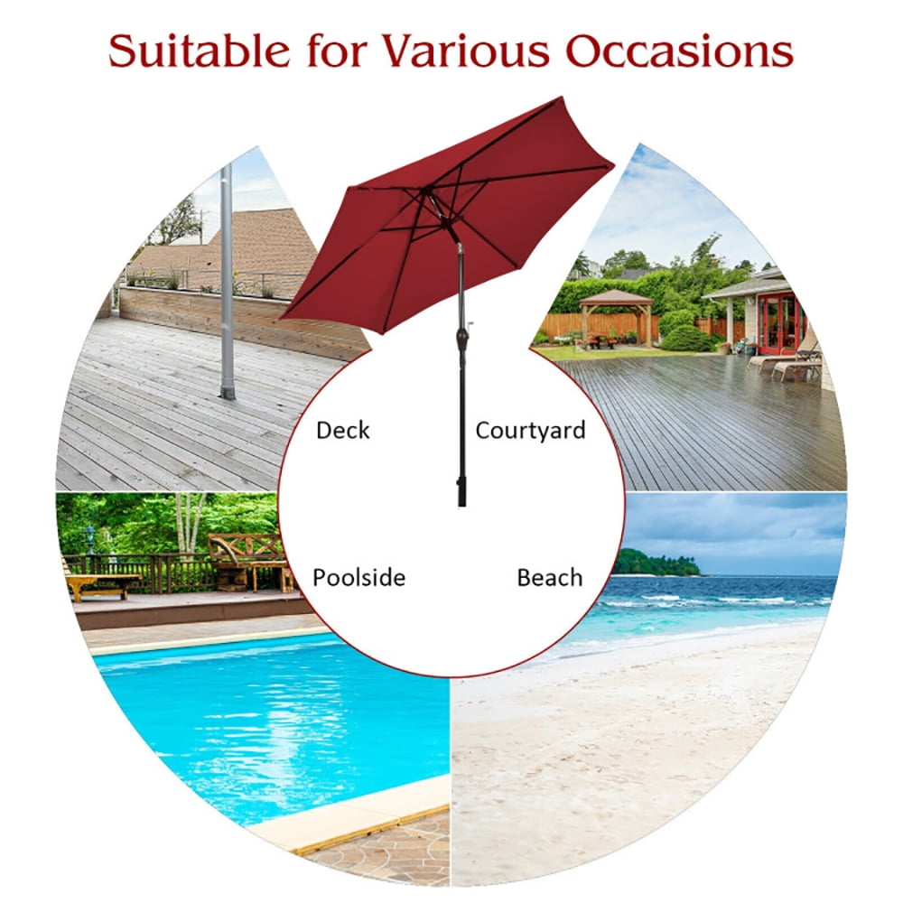 Aimee Lii 9 ft Outdoor Market Patio Table Umbrella Push Button Tilt Crank Lift, Table Umbrella Outdoor Patio, Red Aimee Lii 9 ft Outdoor Market Patio Table Umbrella Push Button Tilt Crank Lift, Table Umbrella Outdoor Patio, Red