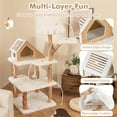 thumbnail image 4 of Pefilos 60" Solid Wood Cat Tree Tower for Indoor, Modern Cat Condo with Scratching Post, Cat Climbing Tree House Furniture, White, 4 of 8