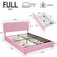 thumbnail image 3 of VECELO Full Size Bed Frame with 4 Storage Drawers, Modern Upholstered Platform Bed Frame with Adjustable Headboard, No Box Spring Needed, Pink, 3 of 10