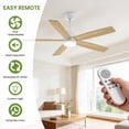 thumbnail image 1 of QinaQin Ventilador de techo de 52 pulgadas con luz LED y control remoto, 3 temperaturas de color, motor DC reversible y silencioso, ideal para sala, recámara o comedor, 1 of 7
