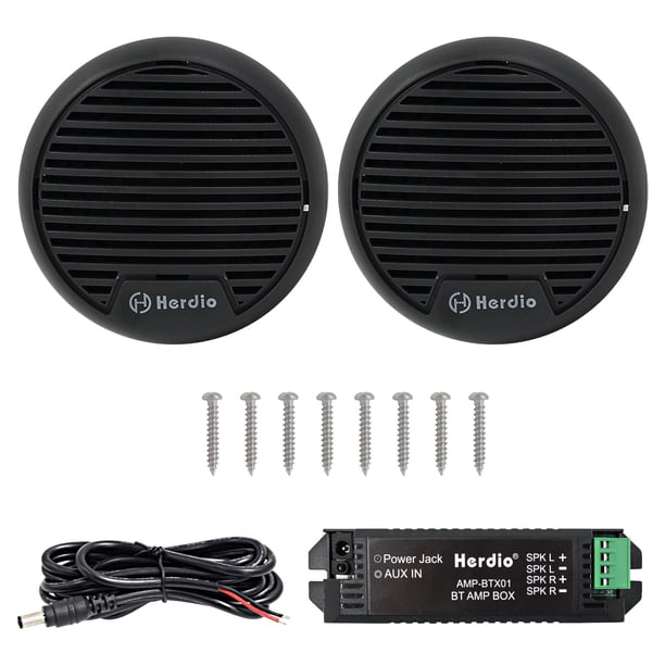 Altavoces Bluetooth marinos Herdio de 3 pulgadas y 140 W para barco, color negro