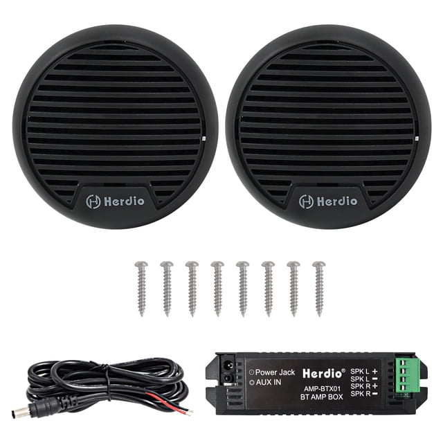 Altavoces Bluetooth marinos Herdio de 3 pulgadas y 140 W para barco, color negro