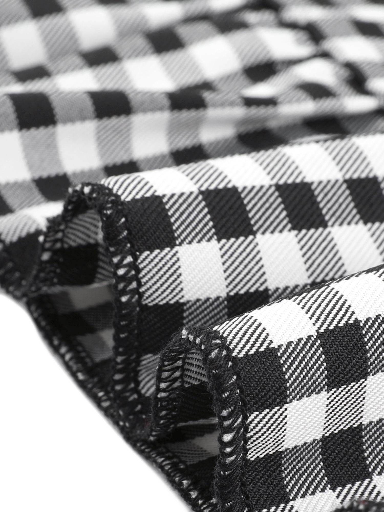DARING DIVA Gingham Print Ruffled Doll Collar Puff Sleeve Mini Dress L Black White