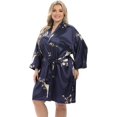 thumbnail image 4 of GFDYREE Women's Plus Size Satin Robes Plus Size Silky Kimonos Robes Sleepwear,Short, 4 of 6