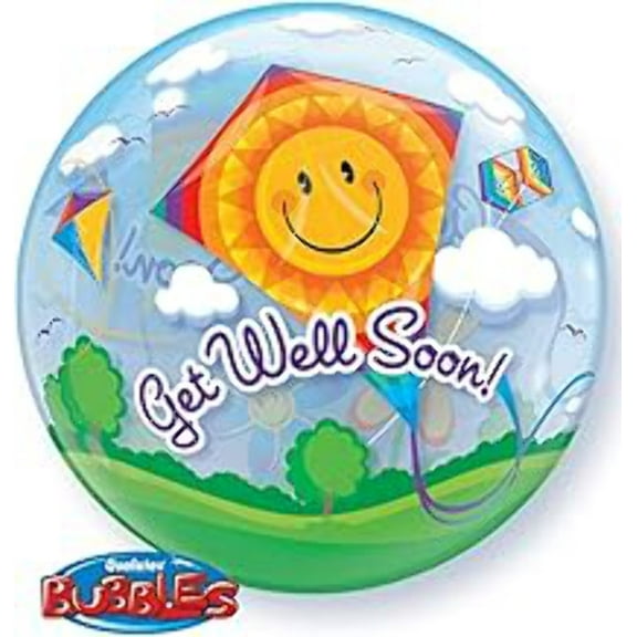 Qualatex Sunny Kite Get Well Soon 22 Inch Bubble Balloon [68654]