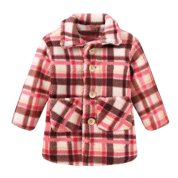 CAIVO Child Girls Winter Plaid Coats Jacket Wear Kids Thicken Windproof Warm Outwear Long Sleeve Cozy Outerwear