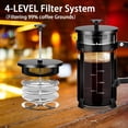 thumbnail image 2 of YMMIND Cafetera de prensa francesa Prensa de café de acero inoxidable 304 de 21 oz, con sistema de 4 filtros, vidrio de prensa francesa de borosilicato de espesor resistente al calor, émbolo de café d, 2 of 5