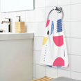 thumbnail image 3 of Yayeee 2 Pack Hand Towels for Bathroom 100% Cotton 16" x 28" Soft Absorbent Kitchen Towel, Blue Retro Shapes, 3 of 7