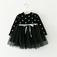 thumbnail image 2 of Toddler Baby Girls Sweater Tulle Dress Long Sleeve Crew Neck Dots Knitted Dress Mesh Patchwork Winter Fall Clothes (1 Years, Black), 2 of 4