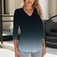 thumbnail image 6 of Ashirexll Womens Casual Tops, Tops for Women Trendy, Solid Color Gradient 3/4 Length V Neck Base T Shirt for Ladies Fashion, 6 of 6
