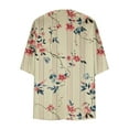 thumbnail image 4 of Fall Fashion Olyvenn Women's 3/4 Sleeve Floral Print Kimono Cardigan Loose Lightweight Chiffon Beach Cover Up Kimono Cardigan Bikini Coverups for Women Trendy Khaki 10, 4 of 5