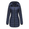 thumbnail image 2 of Aloohaidyvio Jackets for Juniors,Womens Casual Hooded Cotton Jacket Medium Length Slimming Warm Solid Color Tops Jacket, 2 of 6