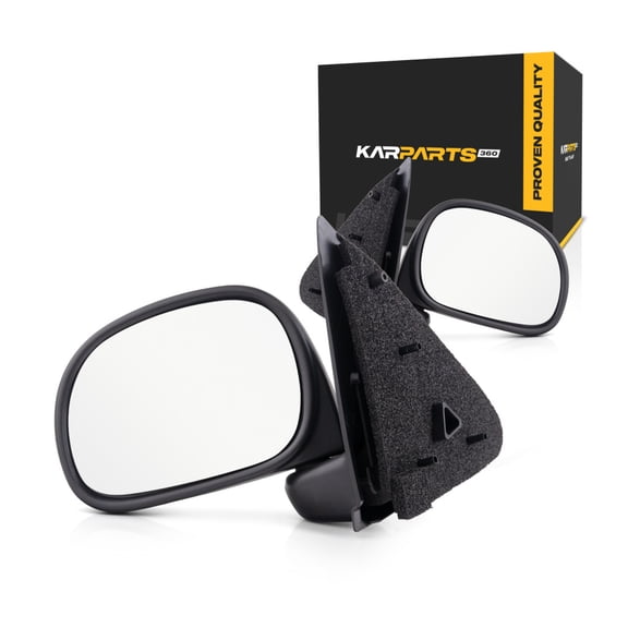 For Ford F-350 2002 2003 2004 Door Mirror Driver and Passenger Side | Pair | Manual | Rectangle | Black | Replacement For 1L3Z 17683 GAA, 1L3Z 17682 GAA | FO1320132, FO1321132